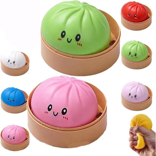 Giant Mystery Dumpling Squishy, 4 Inch Jumbo Dumpling Stress Ball, Squishy Bun, Anxiety Relief Fidget, Soft Squeeze Decompression Dough for Adults Classroom Prizes & Party Favors (Red) - Image 1