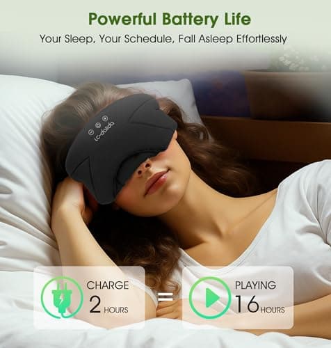 Sleep Mask with Headphones Bluetooth 5.4, LC-dolida Wireless Music Eye Mask for Sleeping Headphones with Soft Bamboo Cotton Cooling Breathable,Ultra-Thin Stereo Speaker for Side Sleepers - Thumbnail 5