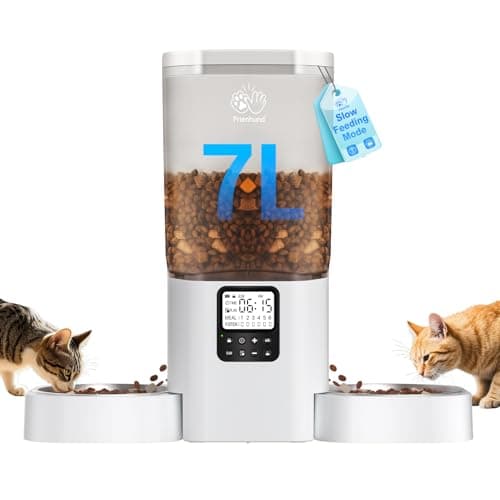Frienhund Timed Automatic Cat Feeder 2 Cats with Slow Feed: Dual Automatic Dog Feeder with Information Visualization, Programmable Auto Cat Food Dispenser for Multiple Pets,Detachable for Clean-29 Cup - Image 1