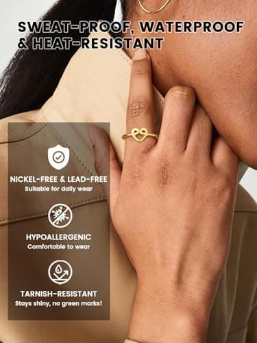 Bestyle Silver Gold Celtic Ring for Women, Dainty Cute Heart Knot Ring, Women Simple Finger Band Ring Stacking Ring, Eternity Love Band Ring for Her, Great Celtic Jewelry for Women,Size 5 - Thumbnail 3