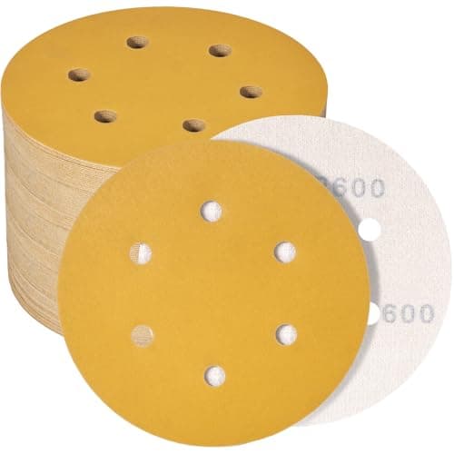 6-Inch 6-Hole Sanding Discs Hook and Loop, 600 Grit Sandpaper for Random Orbital Sander, 70 PCS Sand Paper for for Automotive and Woodworking Lijas Automotriz - Image 1