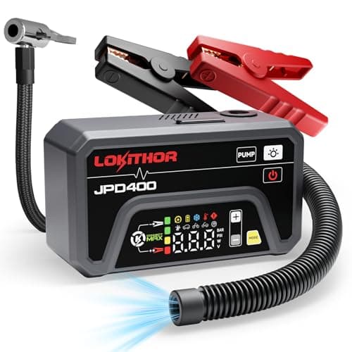 LOKITHOR JPD400 Jump Starter with Air Compressor and Deflator, 3000A Car Battery Jump Starter (9.0L Gas/7.0L Diesel) Jump Box with 150PSI Tire Inflator, 10000mAh Power Bank, LED Light, Jumper Cables - Image 1