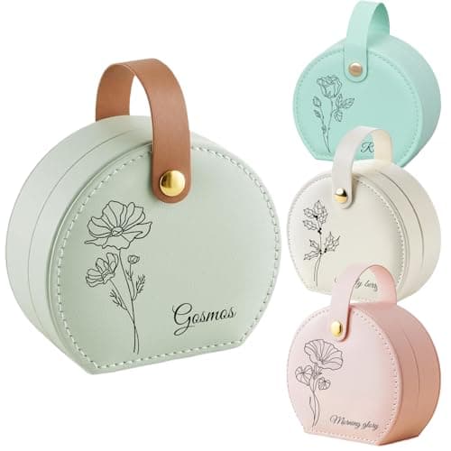 NYLGOXITK Personalized jewelry box with customized name and birth flower shape - Upgradable LED lights + mirror version - Designed specifically for women/girls/bridesmaids, suitable as a gift. - Thumbnail 4