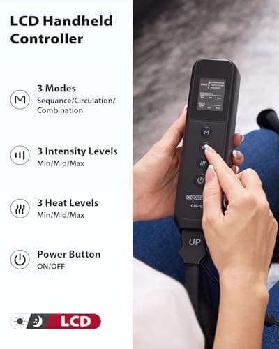 CINCOM Leg Massager with Heat and Compression for Circulation and Pain Relief Foot and Leg Massager Birthday Gifts for Women Men - Thumbnail 3
