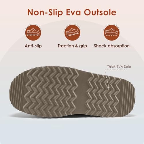 Vilanva Taupe Platform Slippers for Women Cozy Fur Lined Slip on Mary Jane Winter Shoes Warm Comfy House Slippers for Indoor Outdoor Size 9 - Thumbnail 6