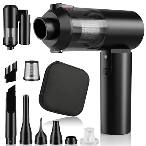 Tkkich Car Vacuum Portable Cordless,90°Foldable 4in1 Vac V2 Handheld Vacuums Cleaner Brushless Motor High Power 17000PA Compressed Air Dusters Cordless Vacuum Cleaners for Car Home Office Pet - Image 1