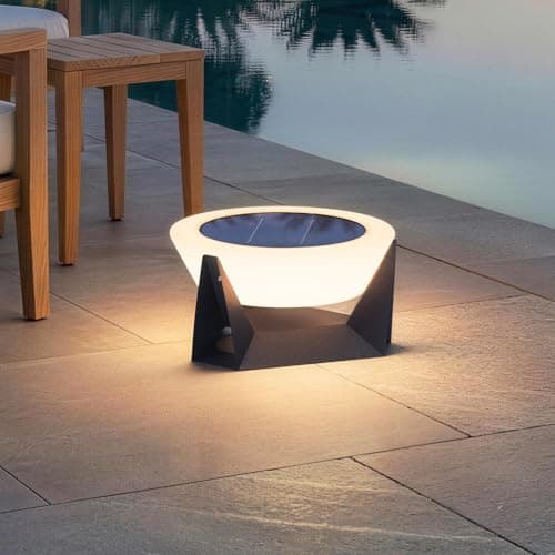 MVBT Solar Floor Lamp, Medium Solar Lantern, 3000K LED Outdoor Lanterns for Porch, Dusk to Dawn Outdoor Lights for Patio, Waterproof Floor Lamps, Modern Garden Lights Free Standing for Deck Table Yard - Image 1