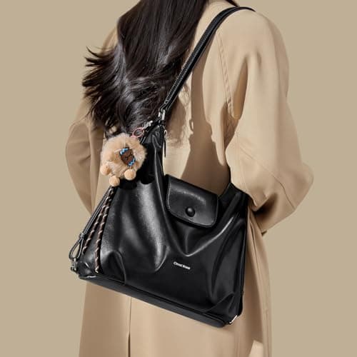 CinvaiKrose Shoulder Bag Women Leather Tote Bag Aesthetic Messenger Bag Cute Backpack Hobo Bag for Work - Thumbnail 2