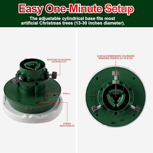 Christmas Tree Topper, Star Motion Rotating Santa's Reindeer Sleigh + Snowmen in Green Cable Car with Merry Xmas Slogans, Illuminated LED Star Christmas Party with Music for Christmas Tree Decor - Thumbnail 5