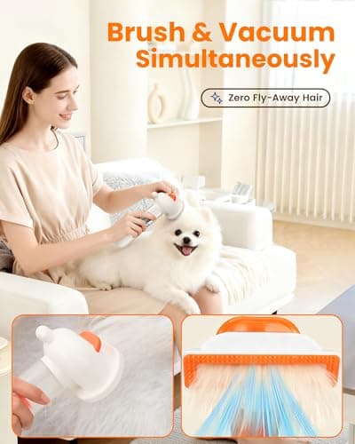 kurtmark Vacuum Dog Brush for Shedding, 4-in-1 Self-Cleaning Slicker & Undercoat Rake, Deshedding Grooming Tool, Anti-Static, Massage & Combing All In One! (White) - Thumbnail 3