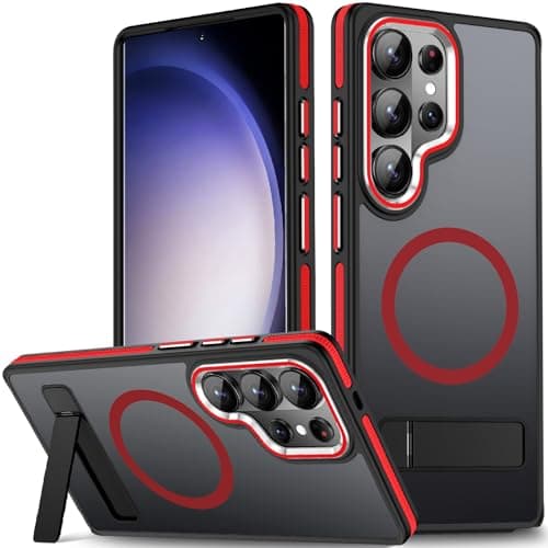 MALEWOLF Case for Samsung Galaxy S26 Ultra with Stand, Compatible with Magsafe, Mil-Grade Shockproof Protection & Non-Slip Matte Cover Phone Case for Galaxy S26 Ultra (Black/Red) - Image 1