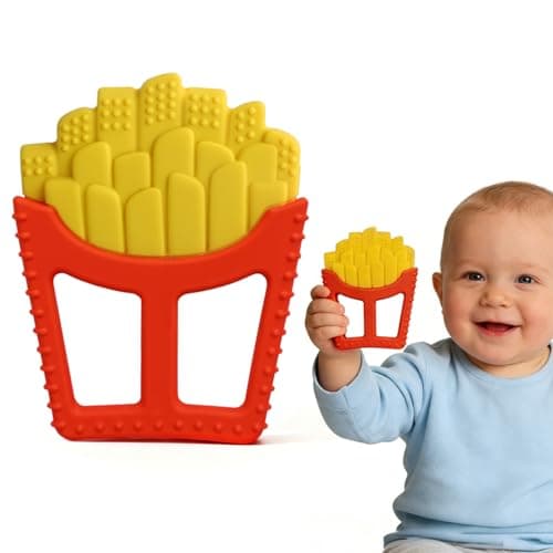 Chuya Easter Teether Baby Toys 0-6 6-12 12-18 Months,French Fries Shape Teething Toy Baby Teething Relief Infant Toys Sensory Toys for Babies Soothes Sore Gums Boys Girls Gift Easy-Grasp - Image 1