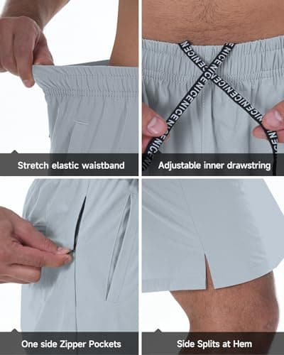 Lempue 2 Pack Mens Athletic Workout Shorts 7 Inch Quick Dry Gym Shorts with Pockets, Sports Tennis Running Shorts for Men - Thumbnail 4