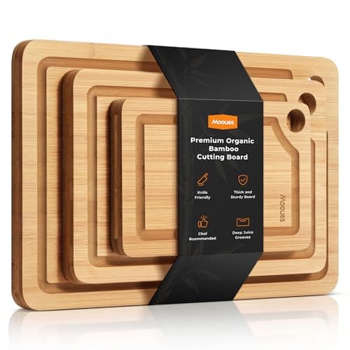 Bamboo Cutting Board for Kitchen, Knife-Friendly Wooden Cutting Boards Set 3-Piece with Juice Groove, Durable Chopping Boards for Meat, Vegetables, Fruits, Cheese(Natural) - Image 1