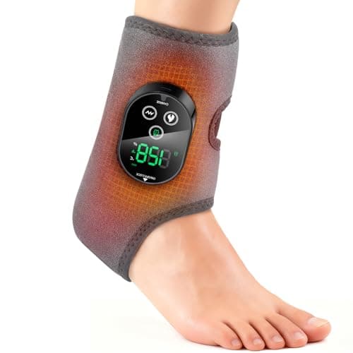 Cordless Foot and Ankle Massager for Pain Relief, Rechargeable Foot Massager for Neuropathy Ankle Heating Pad Wrap with Massage for Circulation, 6 Heat & 3 Vibration Levels, Auto Shut-Off (Grey) - Image 1