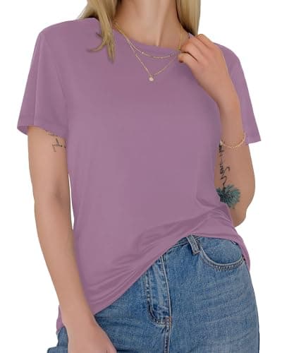 GAYHAY Dark Pink T Shirts for Women - Short Sleeve Spring Summer Tops Soft Basic Tees Beach Vacation Clothes for Casual 2026 - Image 1