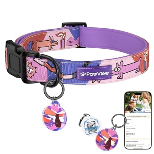 Anti-Lost Dog Collar with Smart QR ID Tag – Instant Scan to Contact Owner, No Battery No GPS Digital Pet ID Collar, Quick Release Soft Adjustable with Secure Metal D-Ring, Purple - Image 1