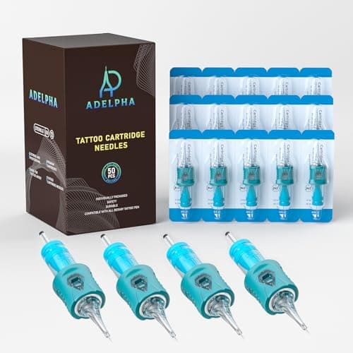 50Pcs Tattoo Cartridge Needles Assorted Mixed Size #10 Round Liner 3RL 5RL 7RL 9RL 11RL with Membrane Tattoo Needles Professional Disposable - Image 1