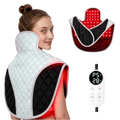 Red Light Therapy for Neck and Shoulders 3-in-1 LED Bead 660nm&850nm Infrared Light Therapy Belt for Neck Waist Back with Timer Remote Control Wearable Suitable for Home and Office Use