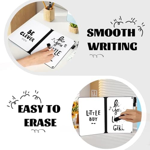 A5 Portable White Board Dry Erase, 8.4 x 6 inch Double Sided Folding Whiteboards with 2 Pens, Small Dry Erase Board Notebook for Study, Doodling, Meeting, Planning - Thumbnail 3