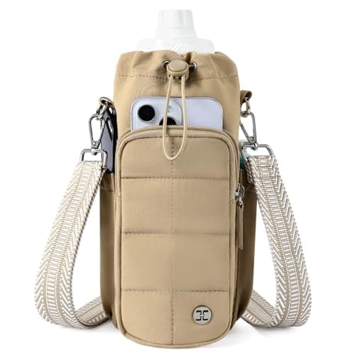 Telena Water Bottle Holder with Strap 40 oz Crossbody Water Bottle Bags for Women Men Walking, Running Khaki - Image 1
