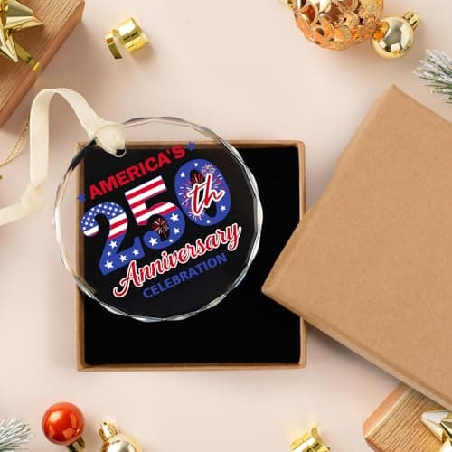 United States 250th Anniversary Ornament, 2D Crystal 250th Patriotic Christmas Ornaments, 1776-2026 America 250th Christmas Ornament, Gift for US Citizens, Hanging Decor-Crystal Style4 - Thumbnail 3