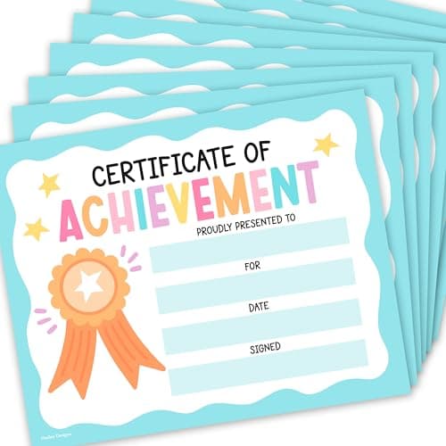 Classroom Award Certificates for Students -25 Certificate of Achievement Awards, Gold Star Certificate Paper, Preschool Graduation Certificates for Kids, Kindergarten Diploma, Star Student Honor Roll - Image 1