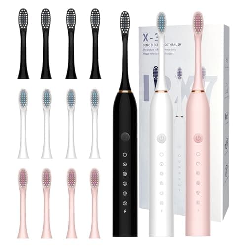 MSETGRD 3 Pack Electric Toothbrush with 6 Modes, Rechargeable Toothbrushes with 12 Brush Head, Fast Charge 2 Min and 30s Timer Toothbrush