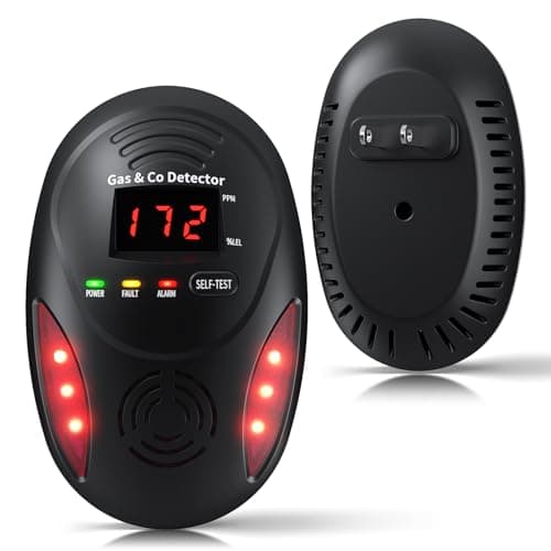 Carbon Monoxide Detectors and Natural Gas Detector, Carbon Monoxide Detectors Plug in, Dual Alarms Gas Leak Detector with Light - Natural, Co Leak Detection for Home, RV Essentials, Black, 1Pcs - Image 1