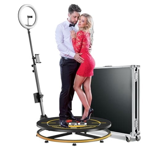 OHYEAHSPIN 360 Photo Booth with Flight Case, Ring Light, Software APP Remote Control for Parties 2-3 People Stand on Automatic 360 Rotating Camera Video Booth(27'') - Image 1