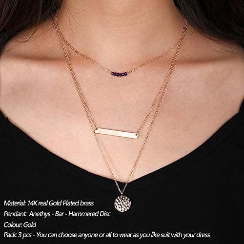Turandoss Choker Necklaces for women Bar Hammered Disc Necklace Handmade Jewelry Layered Necklace Simple Layered Chokers for Women - Thumbnail 2