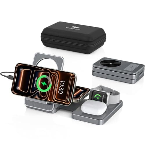 Wireless Charger 4 in 1 for Apple Charging Station for iPhone 17 Pro Max/16/15, AirPods Pro2, iPad Stand, Watch Charger for iWatch Series 10/9/8, Foldable Charging Station for Multiple Devices (Grey) - Image 1
