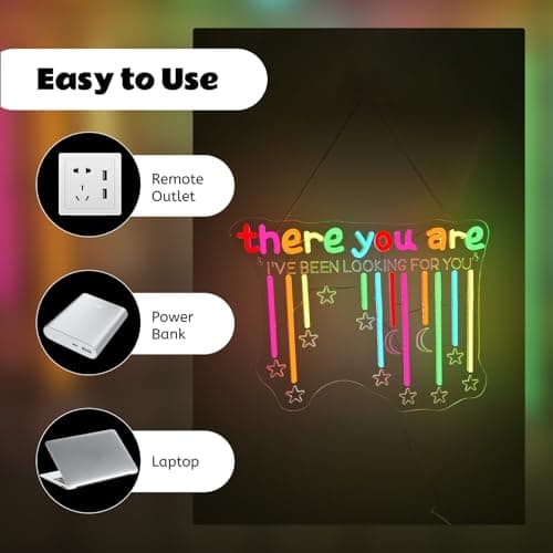 There You Are Neon Signs for Wall Decor Letter LED Neon Lights USB Powered Dimmable for Home Gifts Office Bedroom Wedding Party Store Colorful LED Sign Classroom Neon Decor - Thumbnail 5