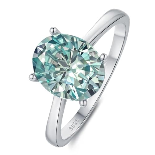 HYLYLEED Moissanite 2CT/3CT Oval Engagement Rings Women 18K White Gold Plated 925 Sterling Silver D Color VVS1 Clarity Promise Wedding Rings Gift for Her GRA, Green-Oval 2CT 7 - Image 1
