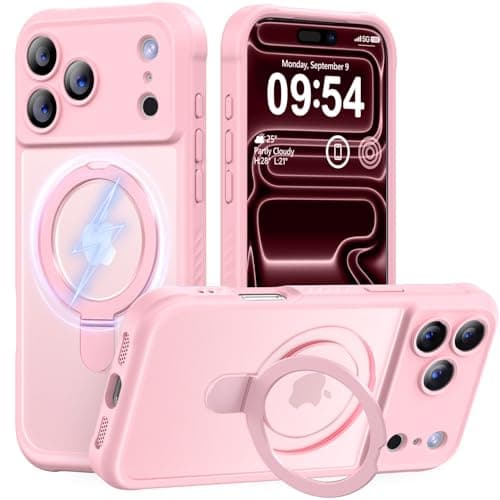 MOCCA Design for iPhone 17 Pro Max Case, Compatible with Magsafe [Premium Invisible Magnetic Ring Stand] [Military Drop Protection] Full Camera Guard Translucent Matte Slim Phone Cover 6.9",Pink - Image 1