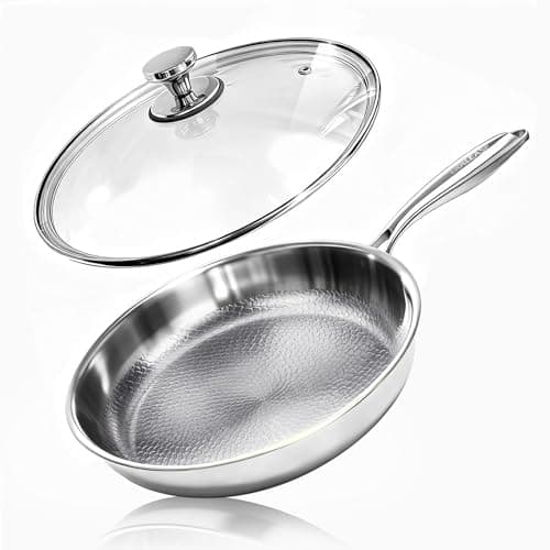 ERALEASE Titanium Pan - 12 Inch Non Stick Titanium Skillet for Cooking | Durable Scratch-Resistant Cookware, Hammered Frying Pan with Lid | Safe for Oven, Induction & All Cooktops - Image 1
