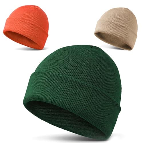 LAKIBOLE 3Pack Beanie Hats for Men Spring Summer Autumn Winter Slouchy Beanies for Women Teenage (OrangeRed/Beige/Green) - Image 1