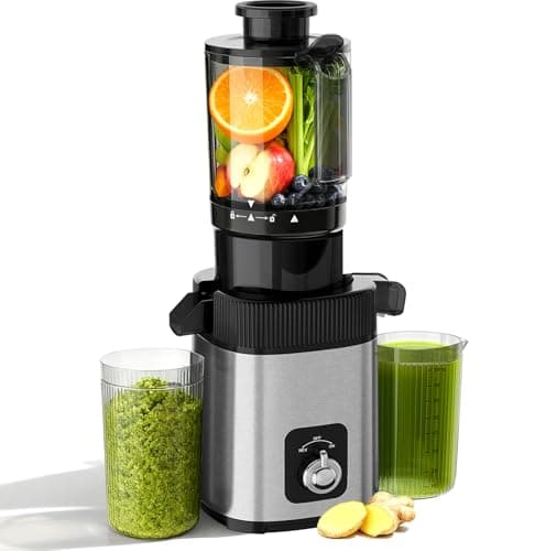 Cold Press Slow Juicer Machine, Compact Slow Masticating Juicer for Vegetables & Fruits, 4.4" Wide Feed Chute, Easy to Clean Stainless Steel Juice Press, Dishwasher Safe, High Juice Yield - Image 1