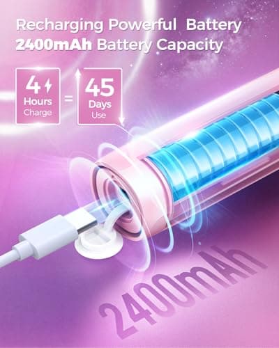 Teeaegis Rotating Electric Toothbrush with 8 Brush Heads for Adults and Kids, 3 Modes Rechargeable Power Toothbrush with 2-Minute Smart Timer, 45-Day Battery Life (Pink) - Thumbnail 6
