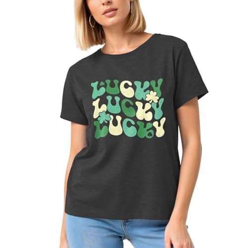 St Patricks Day Shirt Women-Irish Shirts for Women Lucky Shamrock Tees Cute Lucky Short Sleeves - Thumbnail 3