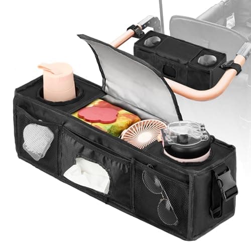 Fizentia Parent Console Stroller Organizer for 2 or 4 seaters,Padded Wagon Parent Console with buckles,and large main storage pocket (19''Lx5''Wx6''H) - Image 1