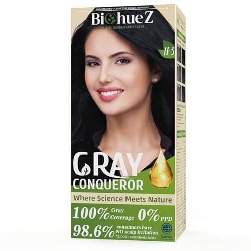 BioHueZ Permanent Hair Dye Gray Coverage Hair Dye PPD-Free Permanent Hair Color for Women 1B Obsidian Noir Black Natural Black