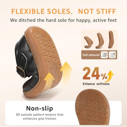 WIDE TOE BOX Toddler Girls Dress Shoes Little Kids Flats School Mary Janes Shoes Ballet Flats Party School Shoes Flower Girl, Party, School Shoes Black Toddler 10 - Thumbnail 6