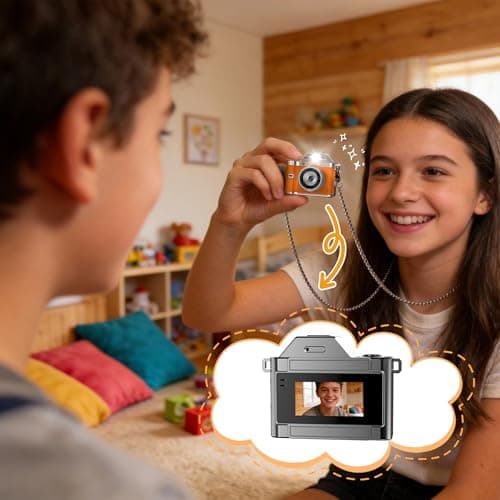 OMK Mini Keychain Camera, 1080P Pocket-Size Camera with 32GB Card, Portable Mini Retro Camera, One-Button Recording, Lightweight Vintage for Travel, Birthday Gift, Party, Daily Moments(Yellow) - Thumbnail 5