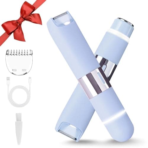 Dermave Bikini Shaver - Electric Bikini Trimmer for Women, 2-in-1 Waterproof Dual Head Shaver (Blue)