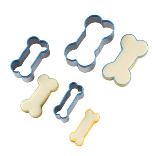 Dog Bone Cookie Cutters Set of 3, Bone Shapes Cookie Cutter, Biscuit Dog Treat Cookie Cutter Set for Homemade (Blue Is Visible & Friendly For Your Pup/Doggy) - Image 1