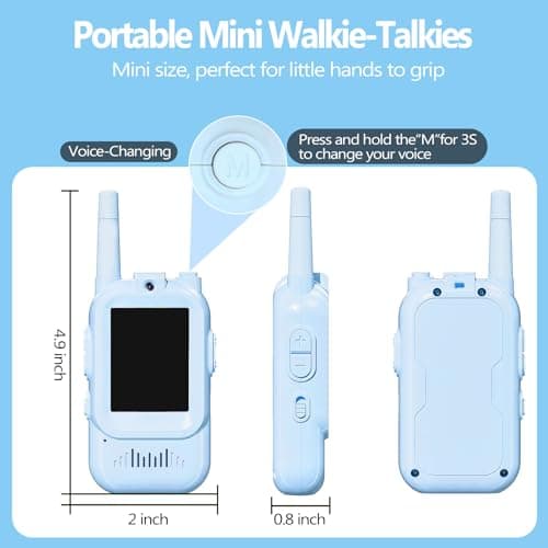 Video Walkie Talkies for Kids, Rechargeable Kids Walkies Talkies 2 Pack, Indoor Outdoor Toys for Game Party Camping, Christmas Birthday for Aged 3 4 5 6 7 8 9 Girls Boys,Blue&Blue - Thumbnail 4