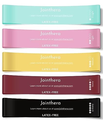 JOINTHERA Premium Latex Free Resistance Bands for Working Out - Set of 5 + Carrying Bag | Non Latex Mini Loop Workout Bands Resistance for Women and Men | Physical Therapy, Legs Exercise and Pilates - Image 1
