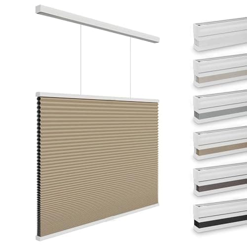 Changshade Top Down Bottom Up Blackout Cellular Shades, Cordless Honeycomb Blinds for Windows, Light Blocking & Total Privacy for Day Sleepers,Light Brown,34" W*72" H - Image 1