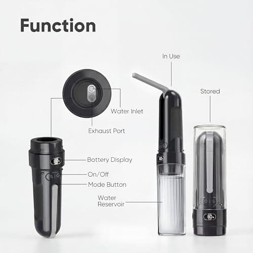 WeWi HLTH Portable Bidet for Travel | Bathroom - Rechargeable Electric Bidet Sprayer with 3 Pressure | Waterproof for Ultimate Personal Hygiene Cleaning at Home Office and Camping (Black) - Thumbnail 6